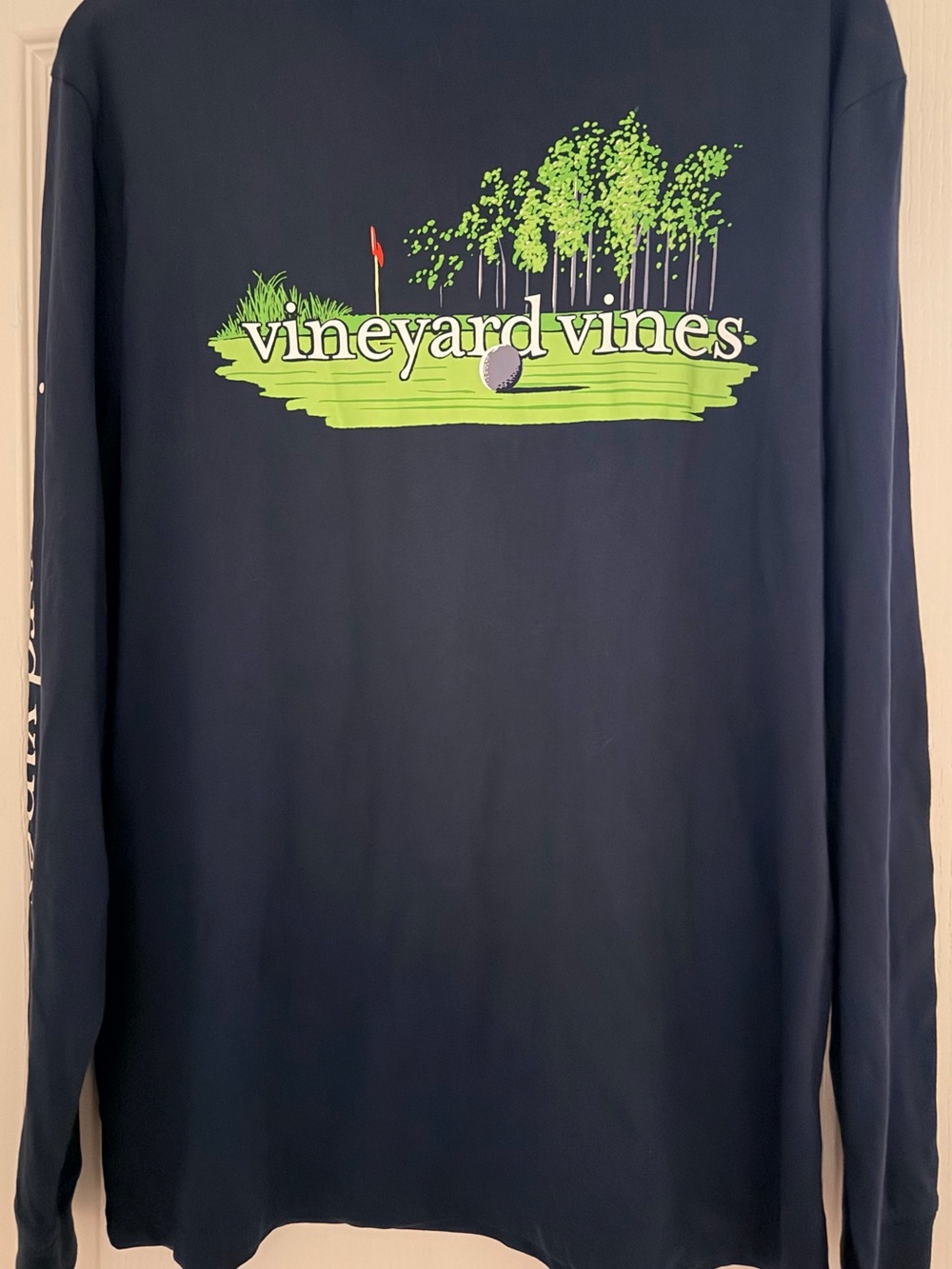 Vineyard Vines Long Sleeve Pocket T Shirt Mens M Navy Golf Graphic Logo NWT